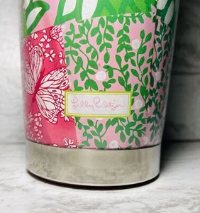 LILLY PULITZER~Hot & Cold Travel Drink Mug 12oz~Pink & Green~Butterfly & Flower - Picture 1 of 8