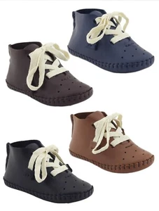 Baby Boys First Walker Genuine Leather Shoe Hand Assembled Soft Sole Lace Crib - Picture 1 of 22