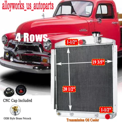 4 Rows Radiator For 1948-1954 Chevy GMC Truck 3100 3600 3700 3.7L/3.8L/4.1L/4.3L - Image 1 of 4