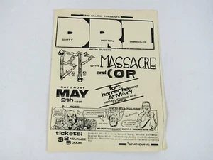 D.R.I. Original 1987 Show Flyer Fort Homer Armoury Tampa Punk Rock - Imagen 1 de 5