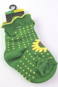 John Deere Green Sunflower Socks Sunflower Polka Dots Baby Toddler 6mo - 12mo - Picture 1 of 4