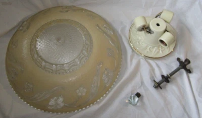 VTG 1940's MCM PORCELIER Ceiling 3 Light Fixture 14" Flush Frosted glass shade - Image 1 of 4