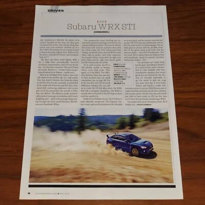 ARTÍCULO DE REVISTA SUBARU WRX STI UNIDADES DE CARRETERA Y PISTA SEDÁN DEPORTIVO TURBO Foto 1 de 4