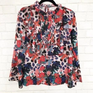 Lost Ink Blumenmuster & Tierdruck Rüschenpullover Bluse Damen Größe XS - Bild 1 von 9