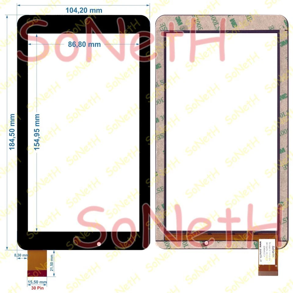 Vetro Touch screen Digitizer 7,0" XCL-S70030A-FPC1.0 Nero - Immagine 1 di 1