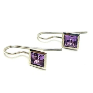 197. schöne Ohrhänger synth. Amethyst Ohrringe eckig lila 925 Sterling Silber - Bild 1 von 4