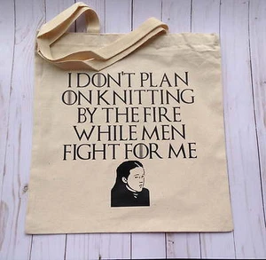 Game of Thrones tote bag. Lyanna Mormount Knitting By The Fire While Men Fight  - Picture 1 of 3