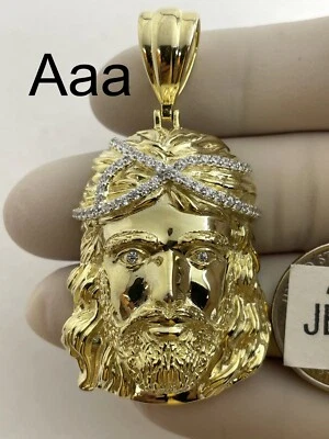 Pingente de prata esterlina 925 sólido zircônia cúbica Jesus - Imagem 1 de 4