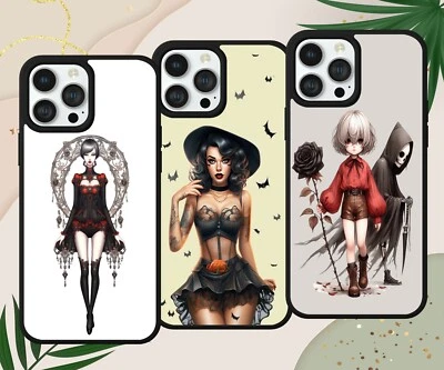 FUNDA DE TELÉFONO NIÑA GÓTICA PINUP IMPRESIÓN VAMPIRO PARA IPHONE SAMSUNG GOOGLE PIXEL Foto 1 de 4