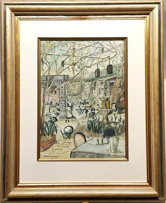 ACUARELA ORIGINAL FIRMADA MEDIADOS DEL SIGLO XX, CORTE DE DOS HERMANAS, NUEVA ORLEANS, 1959 Foto 1 de 4