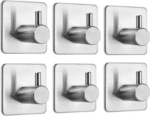 Heavy Duty Wall Hooks 2 Pack Stainless Steel Sticky Hooks For Hanging Bathroom K - Picture 1 of 7