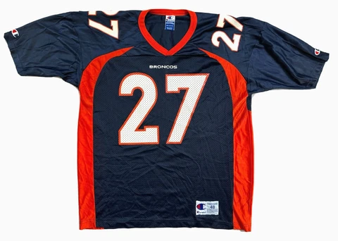 VTG 90s Champion Denver Broncos Steve Atwater #27 Football Jersey 48 NFL Cover