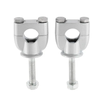 Chrome Handlebar Riser Mount Clamps Motorcycle For Dirt Bike ATV 22mm 7/8" Inch - Image 1 of 4