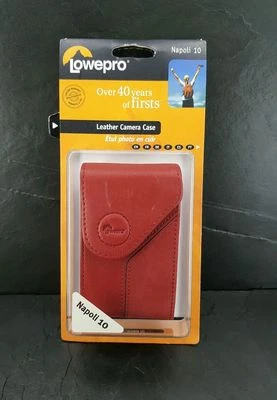 GENUINE SUPPLE RED LEATHER UNIVERSAL CAMERA CASE W/WRISTLET NEW! LOWEPRO BRAND - Image 1 of 4