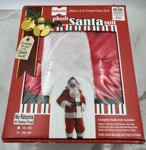 VTG Halco Plush Santa Suit Adult Size 50-56 Christmas Complete Suit NEW - Picture 1 of 7