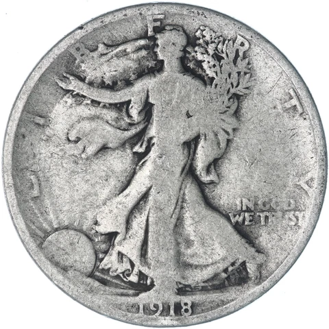 1918 (P) Walking Liberty Half Dollar 90% Silver Good GD See Pics X340 Cover