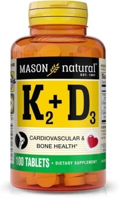MASON NATURAL Vitamin K2 + D3, 100-Day Supply, with Calcium for Normal Bone &___ - Image 1 of 4