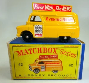 Matchbox RW 42A Evening News Van gelb schwarze Plastikräder top in "D" Box - Bild 1 von 10