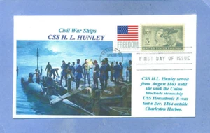 Confederate Navy Civil War Submarine H L HUNLEY Flag FirstDay Night Boarding - Picture 1 of 1