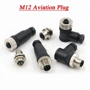 M12 4-12Pin Sensor Connector Male/Female Straight/Elbow Aviation Plug/Socket PG7 - Picture 1 of 29
