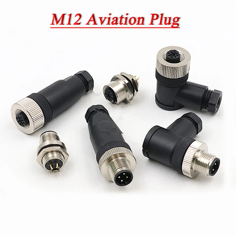 M12 4-12Pin Sensor Connector Male/Female Straight/Elbow Aviation Plug/Socket PG7 - Image 1 of 4