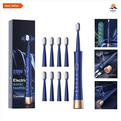 Fast-Charging Sonicare Toothbrush with Intelligent Timer and 8 Soft Brush Heads