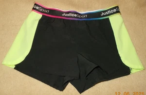 Girls Sz XS 5 6 Shorts Black Green Elastic Waistband Sport Logo lightweight poly - Picture 1 of 2