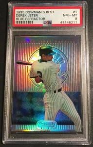 RARE 1995 DEREK JETER BOWMANS BEST BLUE REFRACTOR ROOKIE #1 PSA 8 POP 77 