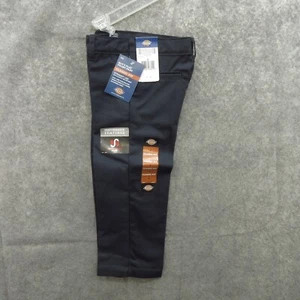 Dickies Boys Flat Front Pants Sz 4 Navy Blue Twill Classic Fit Straight Leg New - Picture 1 of 12