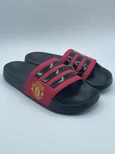 Size 8 Men - adidas Adilette Manchester United Black Red Slides Sandals FW7072 - Picture 1 of 4