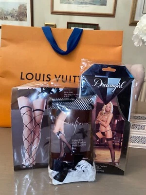 Job lot Ladies Hold Ups Bundle Designer Jumbo Net Mesh Lace Stockings Bow French - Image 1 of 4