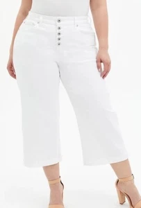 Torrid Stretch Optic White Cropped High-Rise Wide Leg Jeans Inseam 24" - Bild 1 von 4