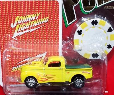 Johnny Lightning 41 1941 Willys camioneta coche de póquer con tarjetas y fichas de póker con RR Foto 1 de 2