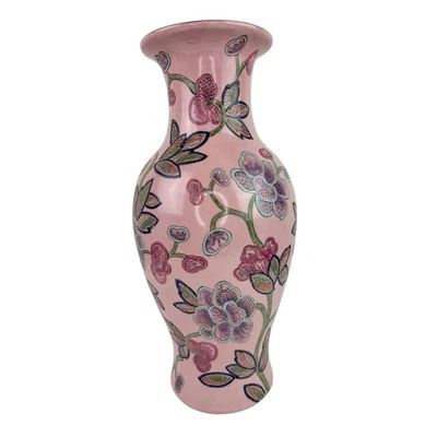 Jarrón DE COLECCIÓN Rosa Floral Porcelana China Verde Decoración Temática Macao 11.5" Foto 1 de 4