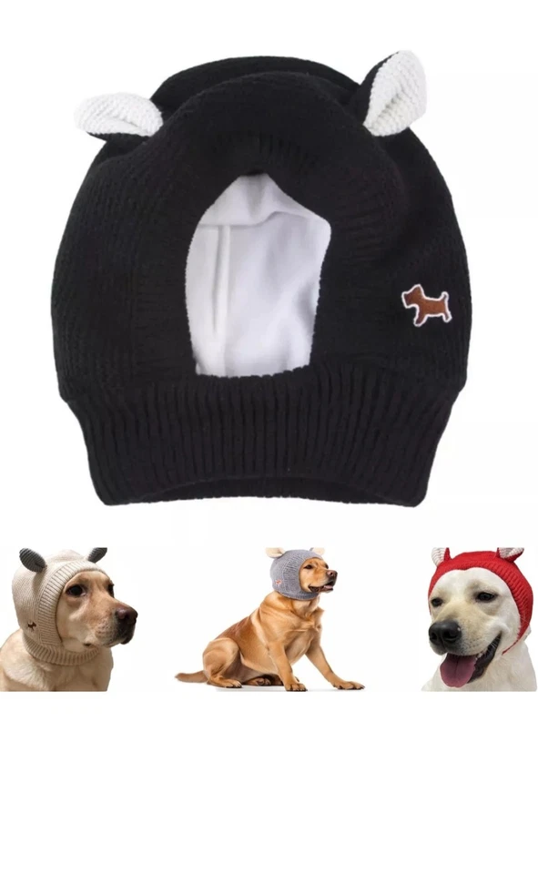 Pet Dog Winter Hat with Ears Small Medium Puppy Warm Cap Black NEW - Image 1 of 1