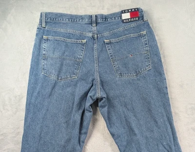 Vintage Tommy Hilfiger Jeans Mens 38X30 Big Tag Red Stitch Medium Wash 90s Y2K - Image 1 of 4