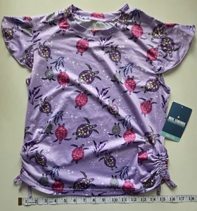 NWT Reel Legends Girls Sea Turtle Swim Reel-Tec Short Sleeve Top UPF 50 Sz L - Picture 1 of 6