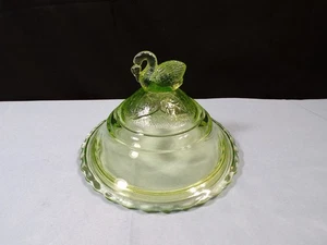 Westmoreland Vaseline Glass Swan Covered Candy Dish LID ONLY - Picture 1 of 7