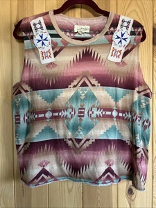 T-shirt ralph lauren denim supply L cotone perline navajo grafica boho western - Foto 1 di 8