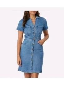 Draper James Women's Denim Short Heavyweight Dress, Blue 12. BY - Picture 1 of 2