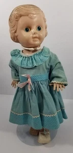 Vintage Plastic Doll Blue - Eyes For Craft Creepy Halloween Doll - Voice Box - Picture 1 of 9