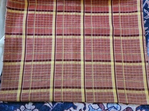 Vintage Mid Century rostrot gelb kariert Tartan Madras Webstoff 5 Yards - Bild 1 von 8