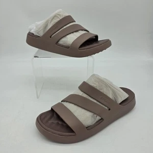 Crocs Getaway Triple Strappy Slide Sandals Womens Size 8 Brown Comfort Casual - Picture 1 of 7