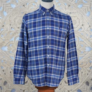 VTG Ralph Lauren Blue Plaid Shirt Size L 2-Ply Medium Weight Button-Down Cotton - Picture 1 of 8
