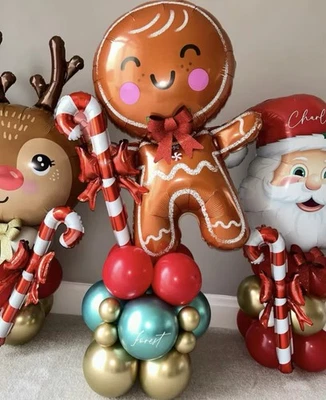 20pcs 3D Gingerbread Man 32" Foil Balloon Christmas Xmas Kids Party Decoration - Image 1 of 4