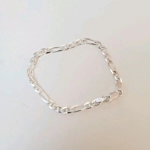925 Sterling Silver 4.6mm Wide Solid Figaro Bracelet - Made in Italy - Picture 1 of 6