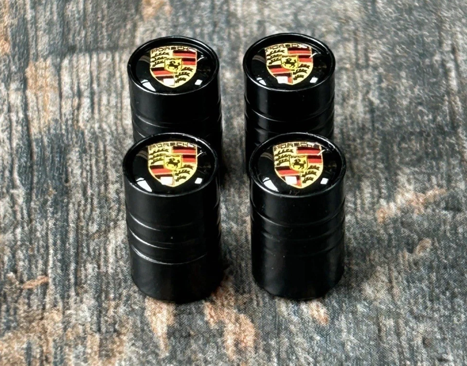 KIT 4 COPRIVALVOLA IN ACCIAIO INOX PORSCHE MACANA CAYENNE 911 CAYMAN BOXSTER PAN - Immagine 1 di 3