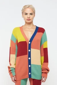 Women's The Elder Statesman Multicolor Batch Block Cardigan Sweater Size XS - Picture 1 of 6