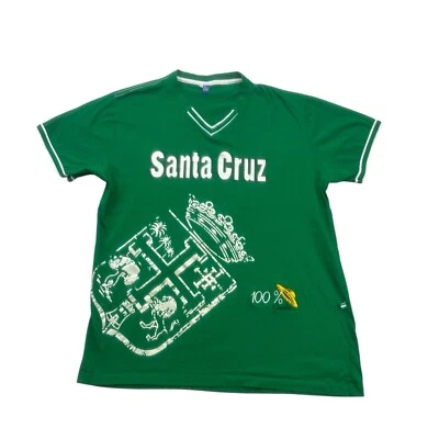 Camisa Santa Cruz Para Hombre XL Verde Blanca Manga Corta 100 Camba Bordada Cuello en V Foto 1 de 4