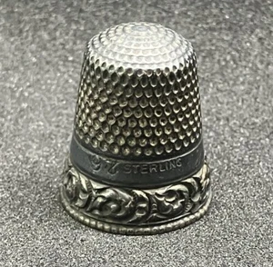 Antiker Fingerhut Anker gepunzt Sterlingsilber Größe 9 - schöne Patina - Bild 1 von 8